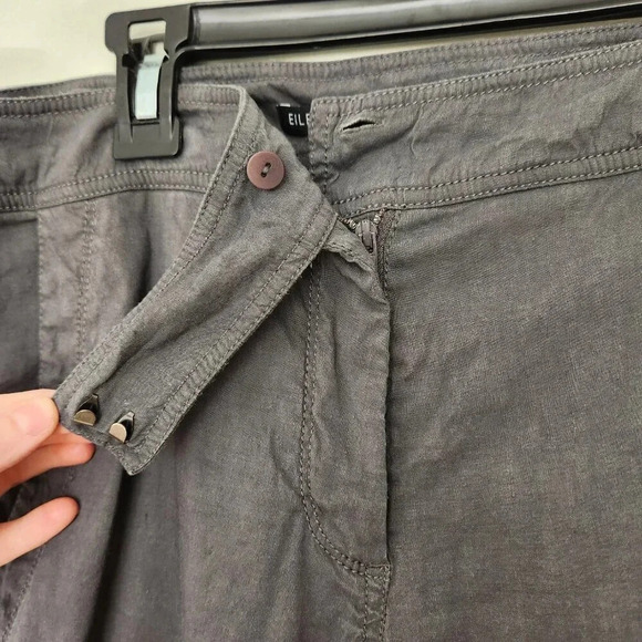 EILEEN FISHER Charcoal Gray Straight Leg Linen Viscose Spandex Pant Size 6 - Picture 6 of 8